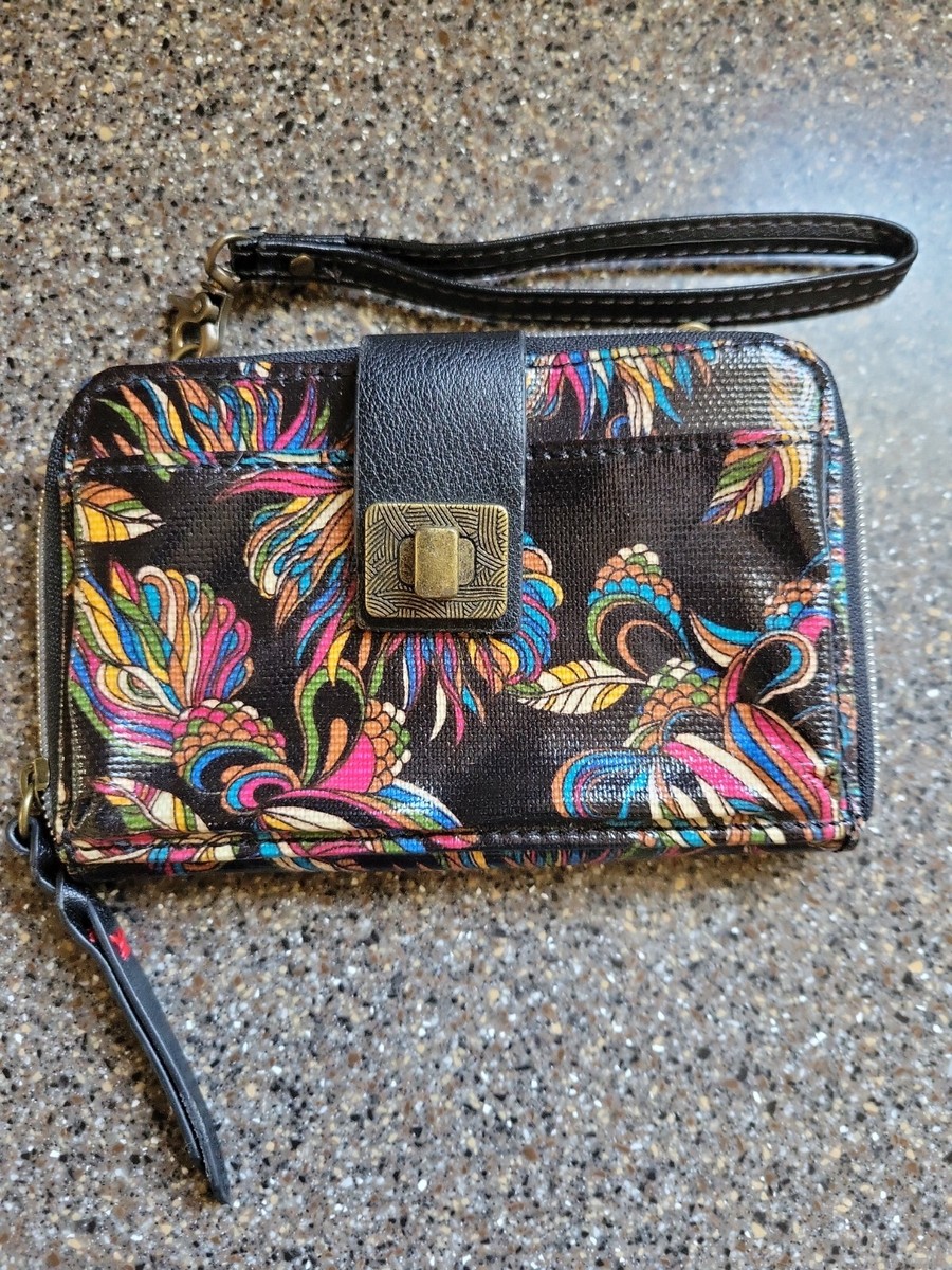 NWOT-SAKROOTS Sm Color Wristlet Wallet-6 CC Slot-4-1/2 Dollar~Zip Coin~Phone