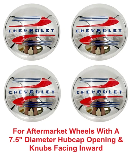 (Set/4) Hubcaps For 1941-1948 Chevy Car / Truck w/ 7.5" Dia Hubcap Opening