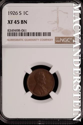 1926-S Lincoln Wheat Cent - NGC XF 45 BN - Scarce  No Reserve  #SLH242