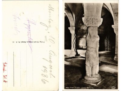 Old postcard postcard Jätten Finn i kryptan i Lunds Domkyrka Sweden (417556)