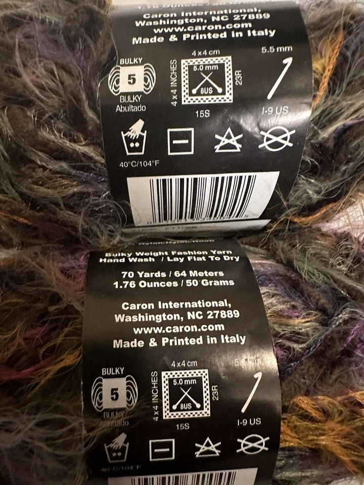 Lote de 2 madejas loro #2 pluma de caronte hilo chenilla multicolor 2x70yd 1,7 oz Foto 3 de 3