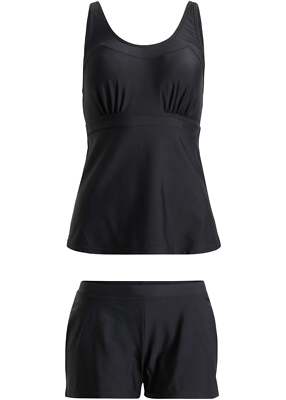 2-tlg Tankini aus recyceltem Polyamid Gr. 40 Schwarz Damen Schwimmanzug Neu