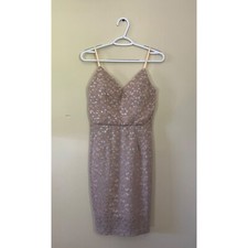 Windsor Womens Medium Pink Spaghetti Strap Dress Metallic Knee Length Formal Wea