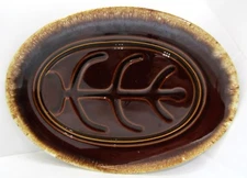 Hull Brown Drip Glaze Drip 14 1/2" Serving Dish Meat Platter Vintage EUC