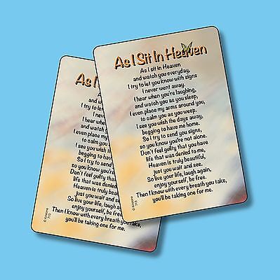 As I Sit In Heaven Memorial Poem 2 Verse Cards Sku 713 Ebay