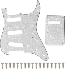 SAPHUE SSS 11 Holes Strat Electric Guitar Pickguard and Backplate Set for Fender