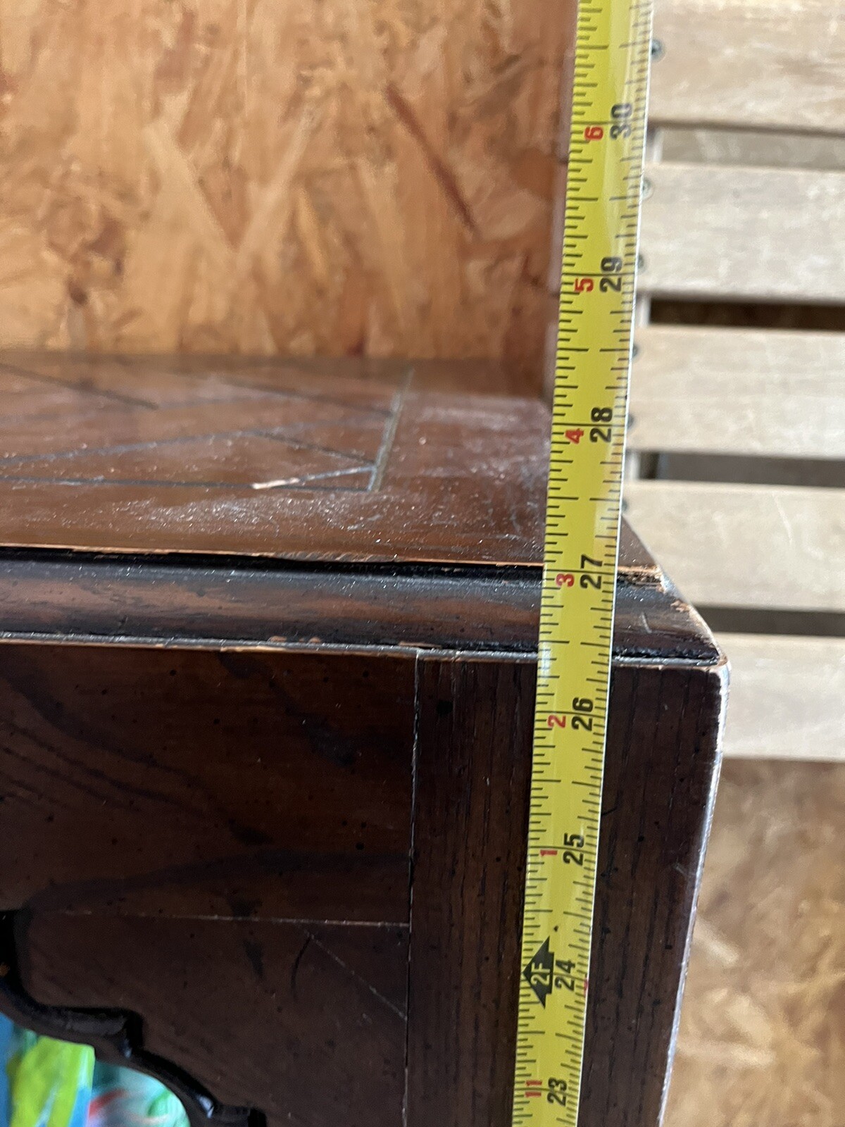 Vintage Henredon Entry Table Console Herringbone Design eBay