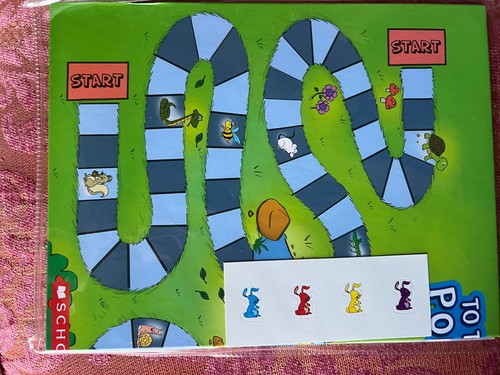 rabbit board game To the Pond Scholastic stickers & cards 2-4 players ...