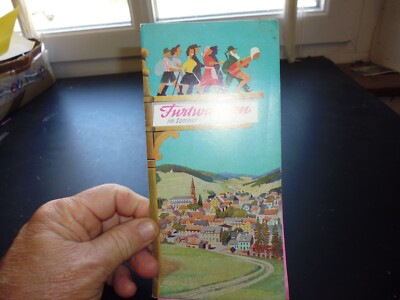 Advertising leaflet guide map ski resort Furtwangen im Schwarzwald 1958 Germany