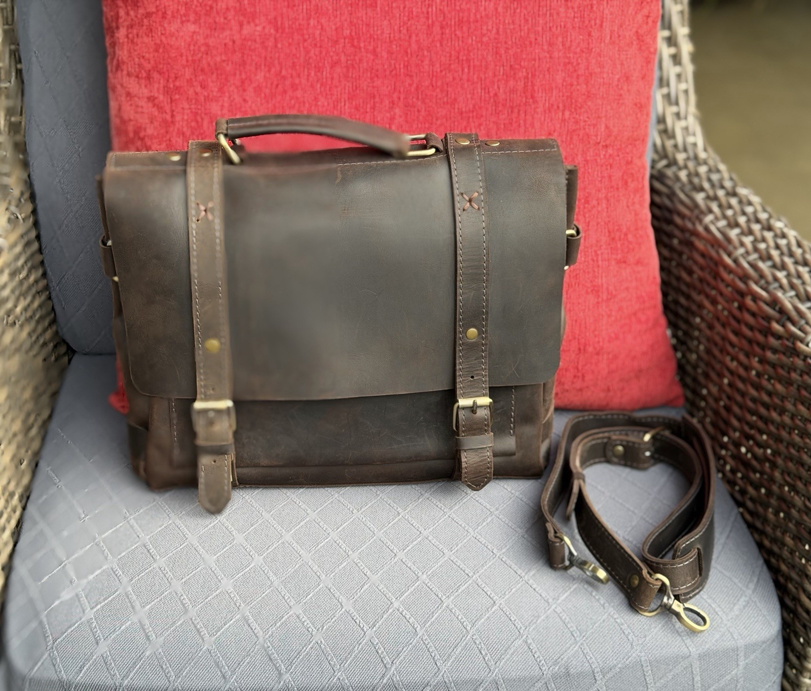 Medium Size Leather Briefcase for Men and Women