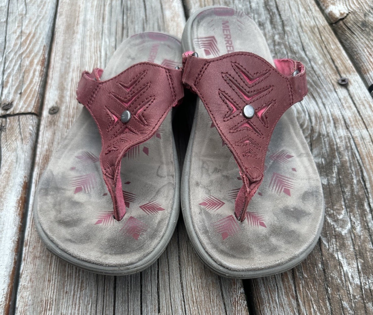 MERRELL sandali rosso mirtillo donna taglia 6 37 infradito infradito in pelle