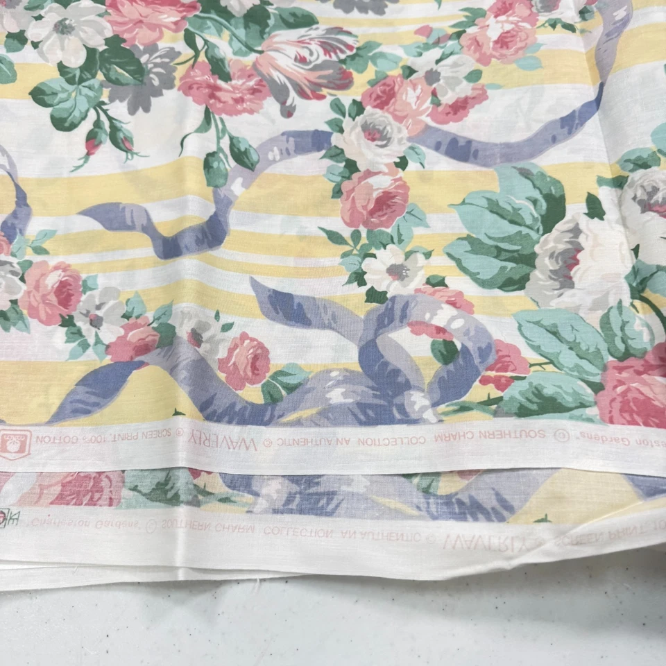 waverly upholstery fabric yellow floral charleston garden cotton 56x240 6.6yr - Image 3 of 4