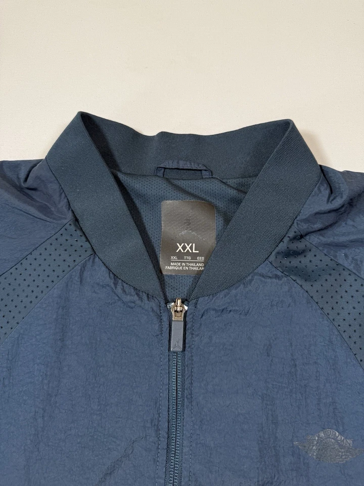耐克 Air Jordan 夹克男式 2XL XXL 蓝色全拉链翅膀肌肉编织复古标志 — 第 3/4 张图片