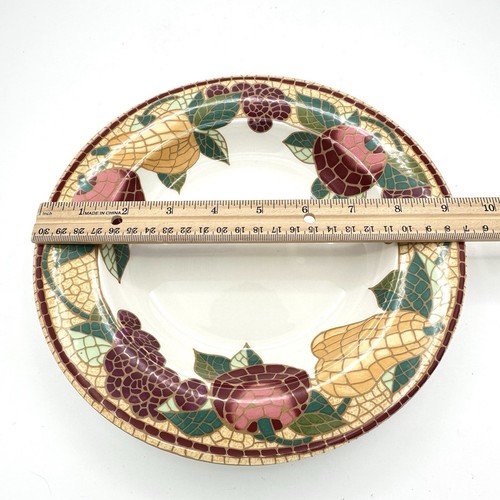 Pier 1 Mosaic Fruit Pattern Earthenware Italy Pasta Bowls 9.25 Inch Set Of Three - Picture 5 of 11