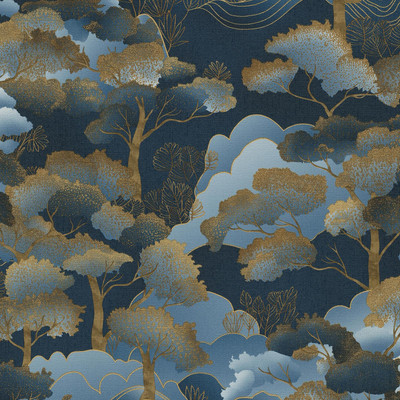 Forest Wallpaper Elle Decoration Golden Grove Navy Blue Textured Vinyl 10448-08
