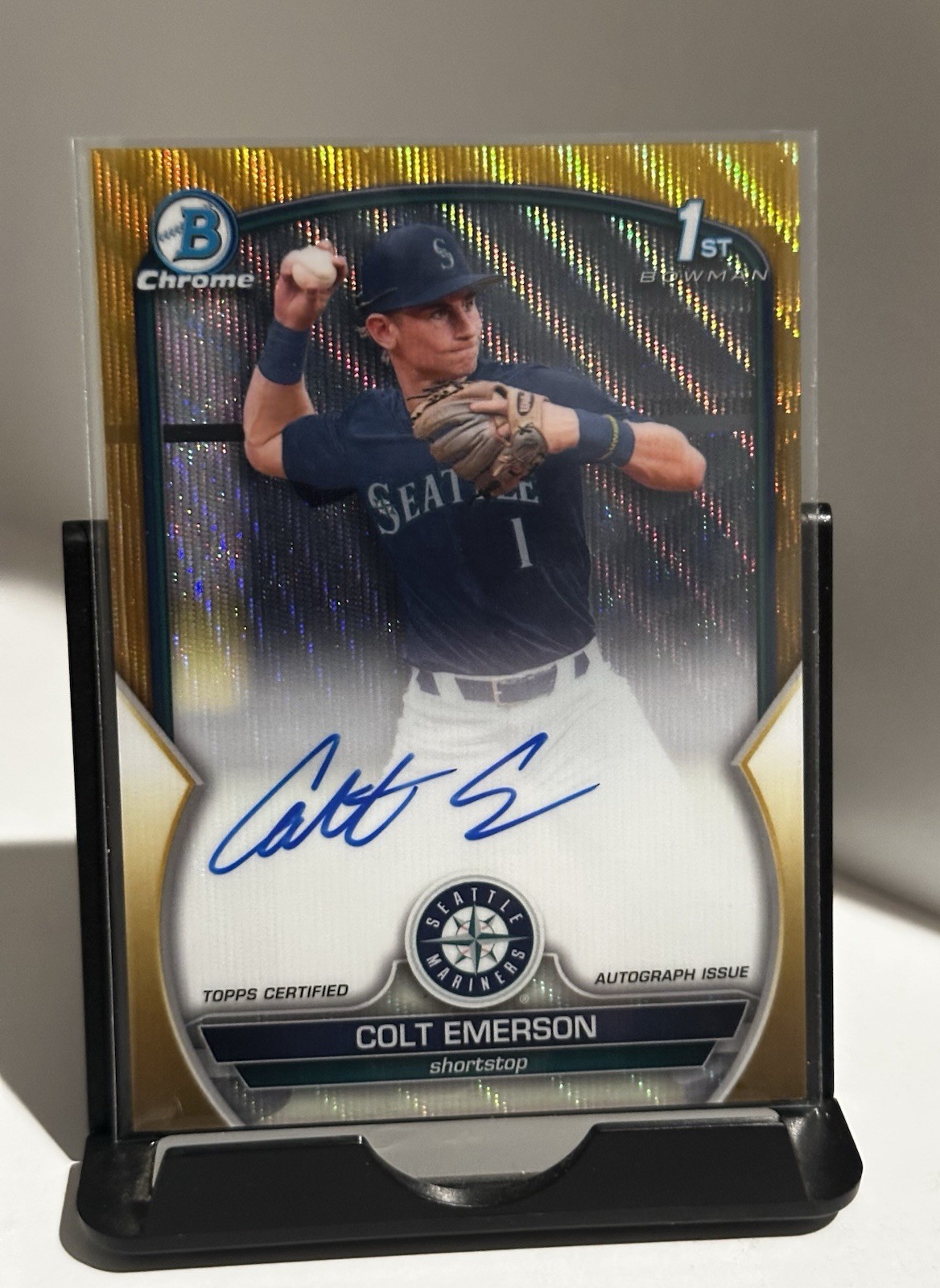 2023 Bowman Draft #CDACE Colt Emerson Chrome Gold Wave Auto /50 RC AU