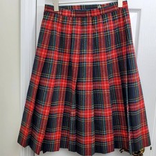Vintage Skirt Pleated Plaid Wool Tartan Dark Academia Collegiate School Girl