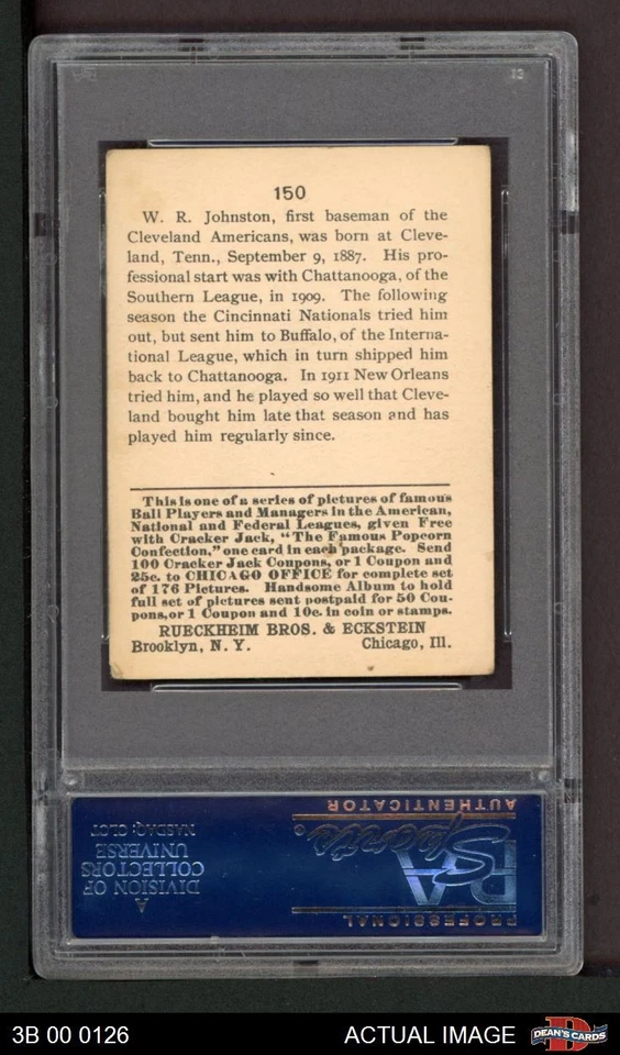 1915 Cracker Jack #150 Doc Johnston Indians PSA 3.5 - VG+ - Image 2 of 2