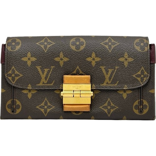 LOUIS VUITTON Portefeuille Elise Monogram Canvas Long Wallet Brown Purple