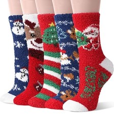 Fuzzy Fluffy Warm Slipper Socks for Women Winter Cozy Thick Cute Large Deer