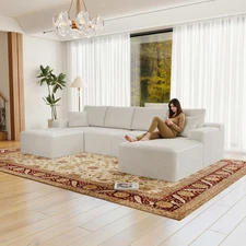 131.9*70.8" White Modular Sectional Sofa Seat, Compressed Couch for Apartment