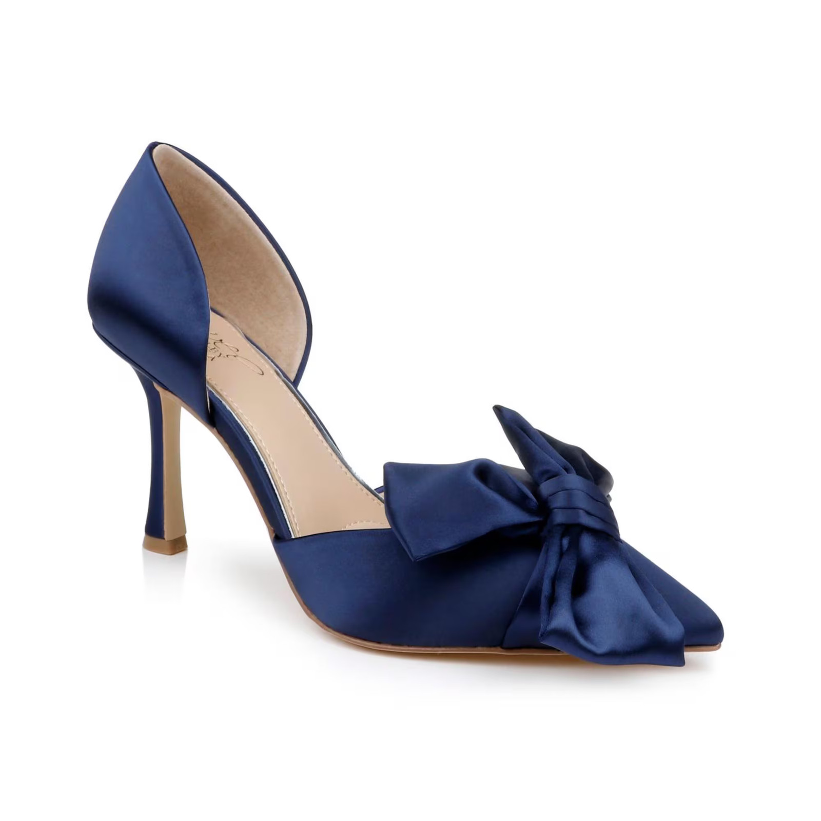 Women's Sidney Slip On Evening Bow Pumps Navy Satin SZ 5.5