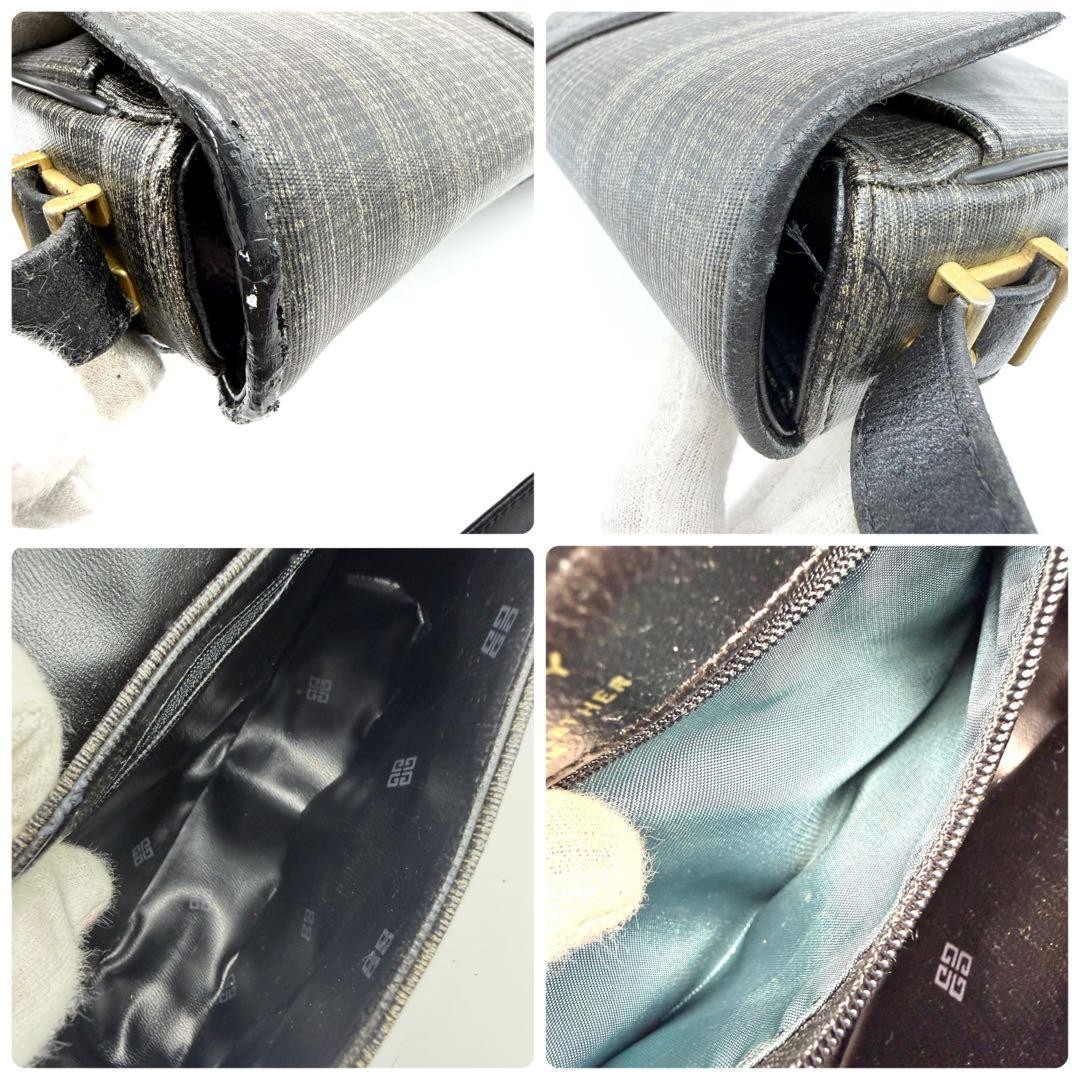 Givenchy Shoulder Bag with Logo Hardware PVC Crossbody Gold Black Gray thumbnail 9