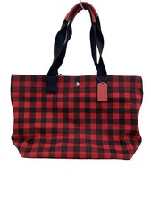 COACH Tote Bag Red RED Check