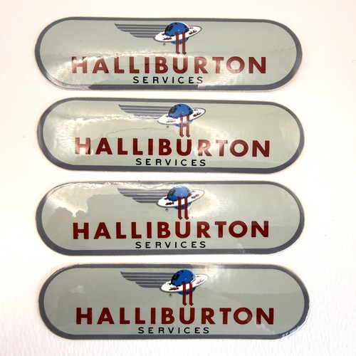 4 Halliburton Stickers Flying H Log Oilfield Vintage 80s Decal LOT of 4