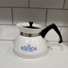 1960s Vintage Corningware Back stamp Blue Cornflower 3 Cup Teapot w/ Lid.
