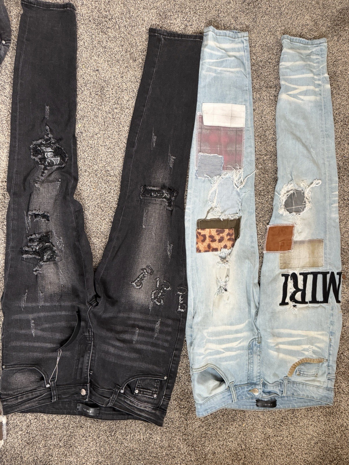 AMIRI Patchwork inspired Distressed Straight Deni… - image 3