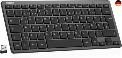 Arteck Kabellose Tastatur, Deutsches QWERTZ Layout Kompakte USB 2,4 GHz Mini