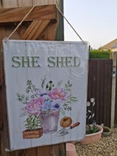 New Metal Sign for  Garden shed "She Shed"  with floral picture