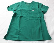 Figs Women's V Neck Catarina One Pocket Scrub Top EJ3 Hunter Green Small