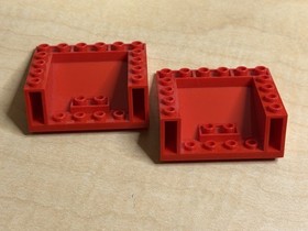 2x Lego #4228 Slope Brick 33 5x6x2  Inverted Red Classic Space 6989 Mega Core
