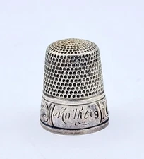 MOTHER Antique Sterling Silver Fancy Simons Brothers Thimble  #912