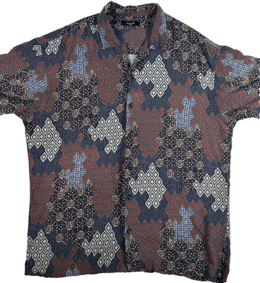 Jack & Jones Premium Men s Large 100% Viscose Short Sleeve Geometric Print Shirt