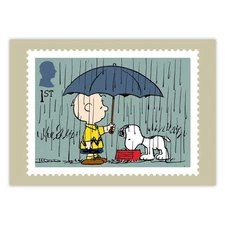 PEANUTS, CHARLIE & SNOOPY, ORIGINAL ROYAL MAIL POSTCARD, YEAR 2025