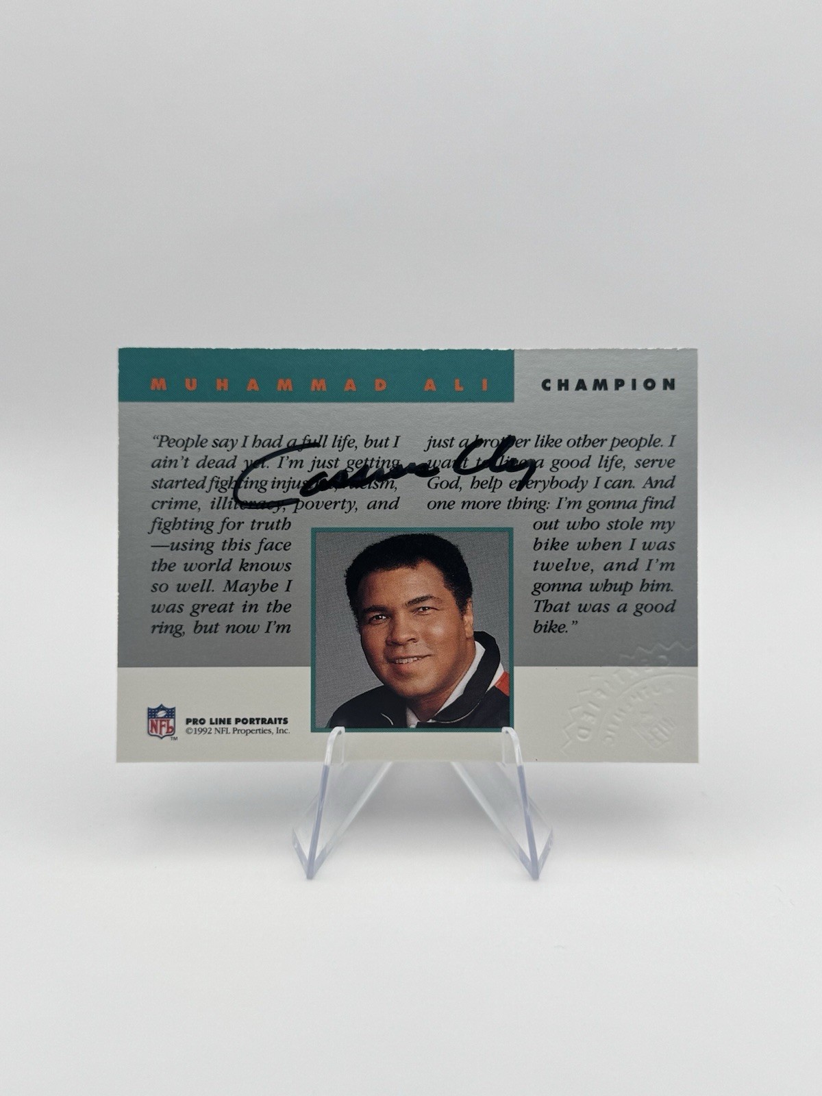 1992 Pro Line Football Muhammad Ali “Cassius Clay” Autographed Card RARE!
