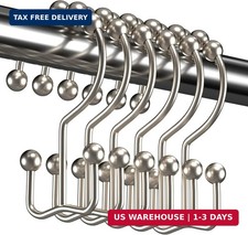 Titanker Shower Curtain Hooks Rings, Rust Resistant Metal Double Glide Shower Ho