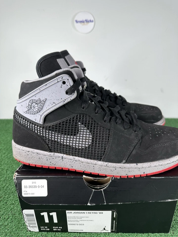 Air Jordan 1 ретро 89 «Черный огненно-красный цемент» 2013 размер 12 - Изображение 2 из 4