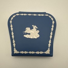 Vintage Travel Manicure Set Blue White Wedgewood Style Mirror England Newey Snap