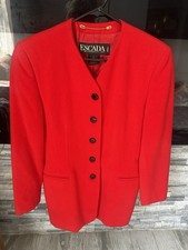 VINTAGE Escada by Margaretha Ley - Vibrant Red Single-Breasted Blazer - Size 40