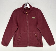 LL Bean Mountain Classic Fleece Jacket Women  s Medium Logo Cozy Warm Red Maroon