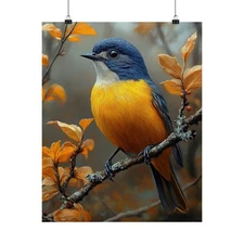Blue Euphonia Finch Bird Art Print Poster, Wildlife Home Decor, Nature Lover 01