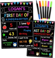 First Day of School Sign 14"x10" with Chalk Markers Double-Sided First and Last