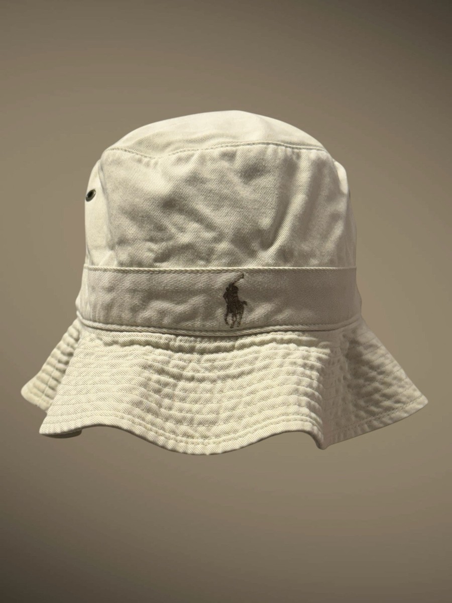 Polo Ralph Lauren Bucket Hat Adult Unisex Beige VTG 90s Y2K Chino