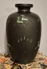Rare XXL  53 cm Bodenvase Keramik Vase Ugo Zaccagnini Pferde  Italien 50er Jahre