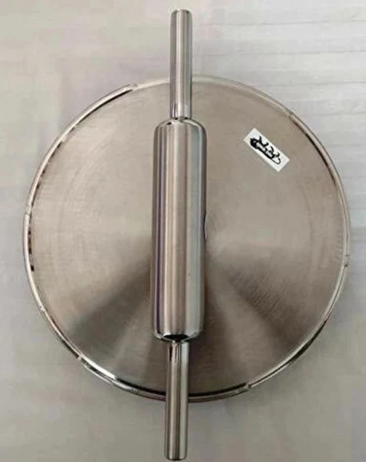 Rolling Pin & Board Stainless Steel Silver Chapati Roti Maker Set