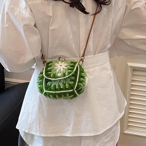 Sweet Bohemian Crochet Bag Rustic Woven Crossbody Bag Flower Knitted Bag Girls - Picture 6 of 16